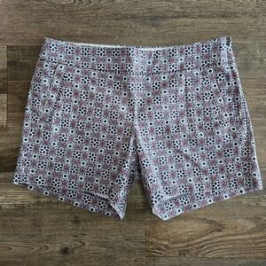 J.Crew Stretch Chino Shorts Geometric Print Side Zip Womens Size 6